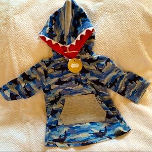 NWT Baby Boy 12-18 months Mud Pie blue shark hooded sweat shirt.
